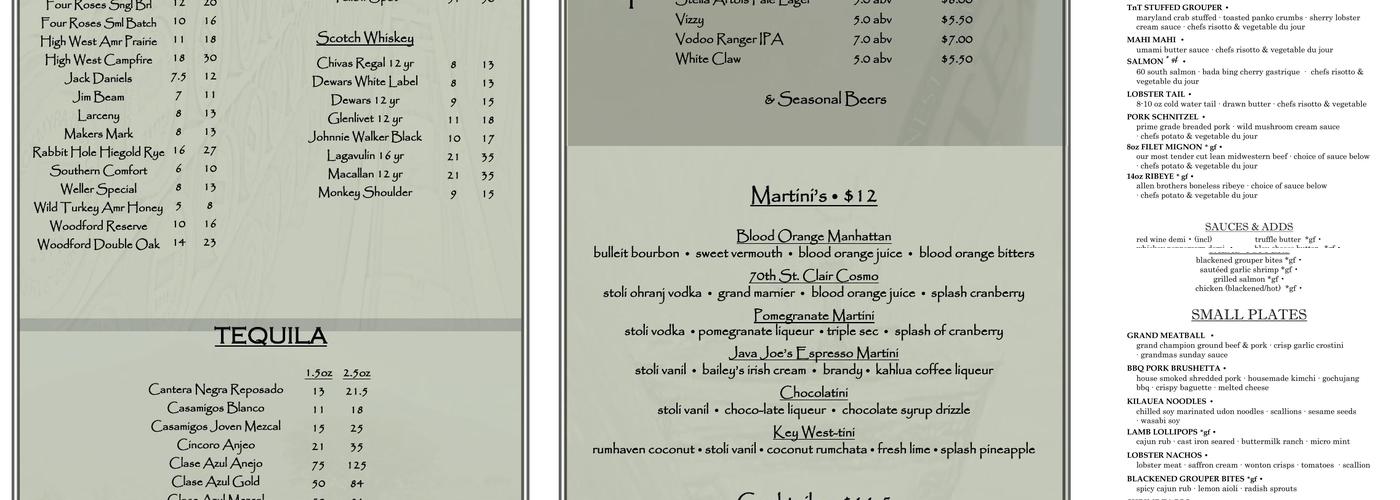 Bistro 70 Menu