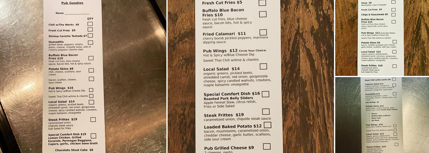 Main Street Public House Menu