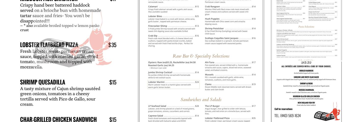 The Lobster Pot Menu