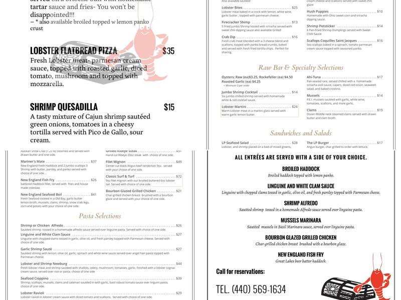 The Lobster Pot Menu
