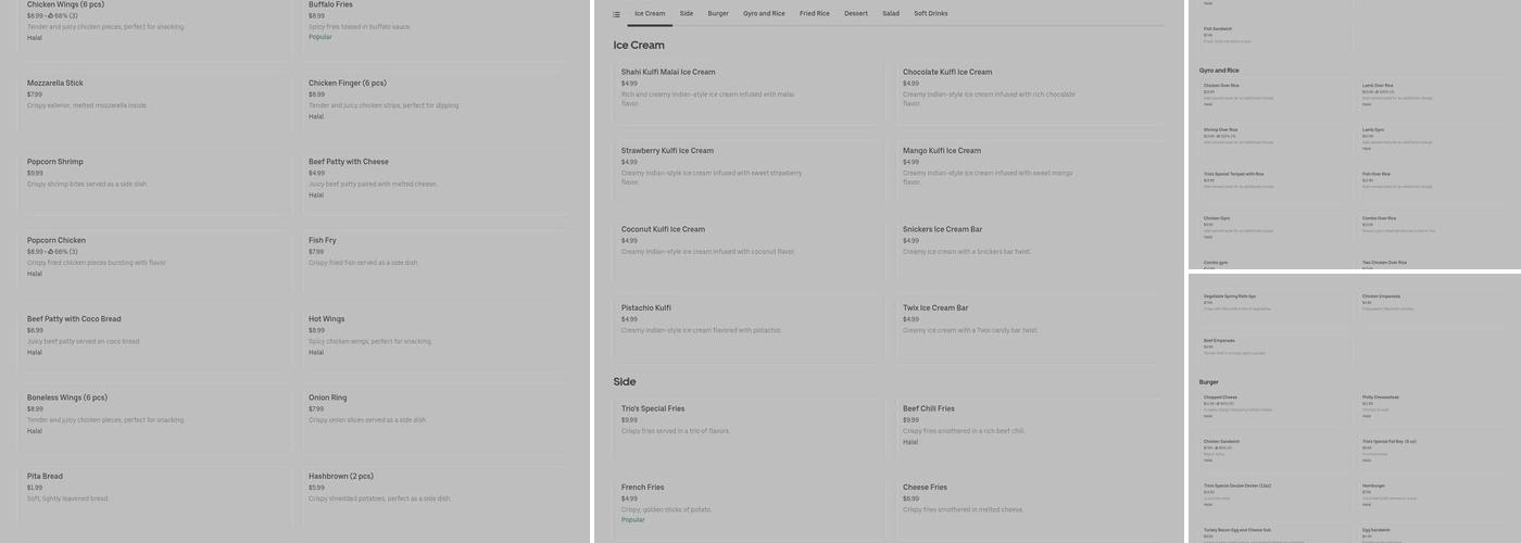 Trios Pizzeria & Delicatessen Menu