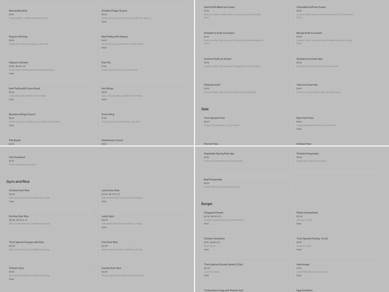 Trios Pizzeria & Delicatessen Menu