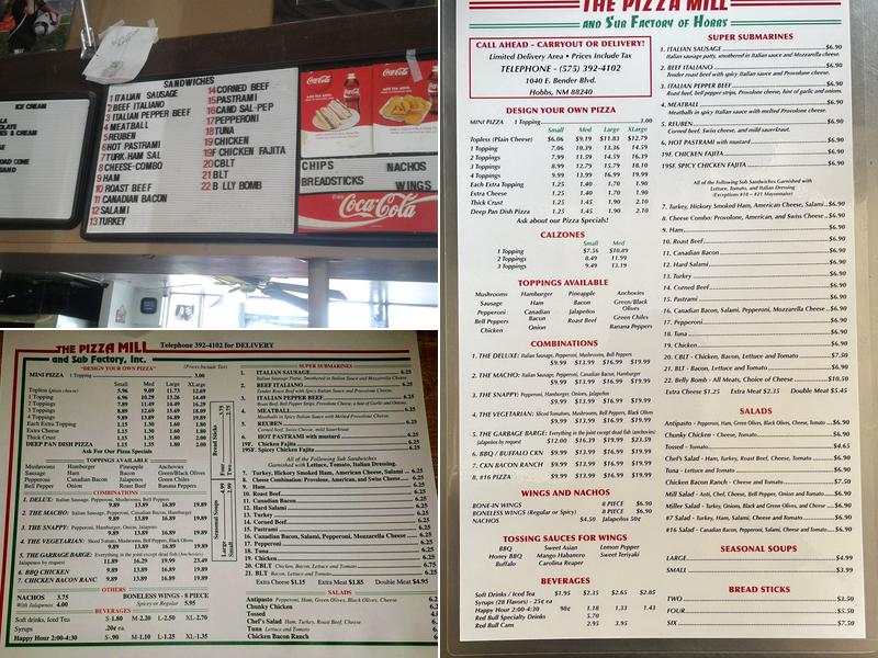 Pizza Mill & Sub Factory (Hobbs) Menu