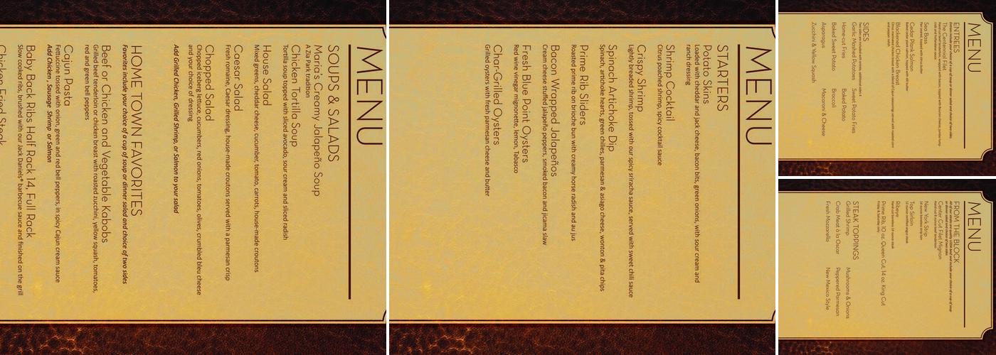 Centennial Steakhouse Menu