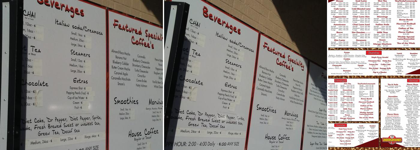 Undergrounds Coffee NM Menu