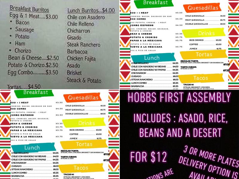 Marina’s Burrito Express Menu