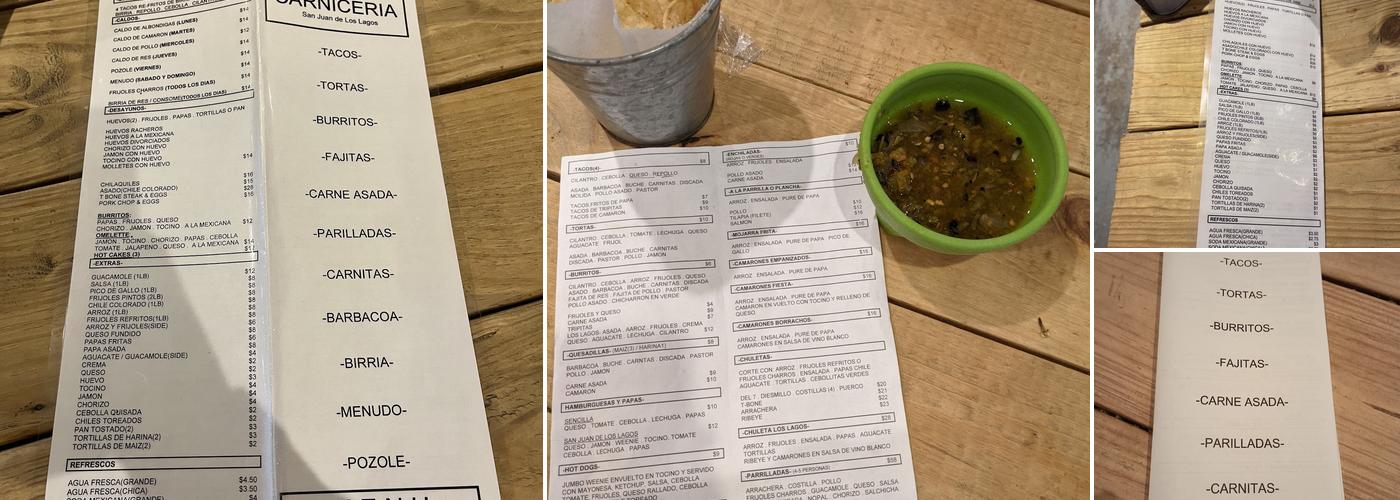 Carniceria San Juan de Los Lagos Menu