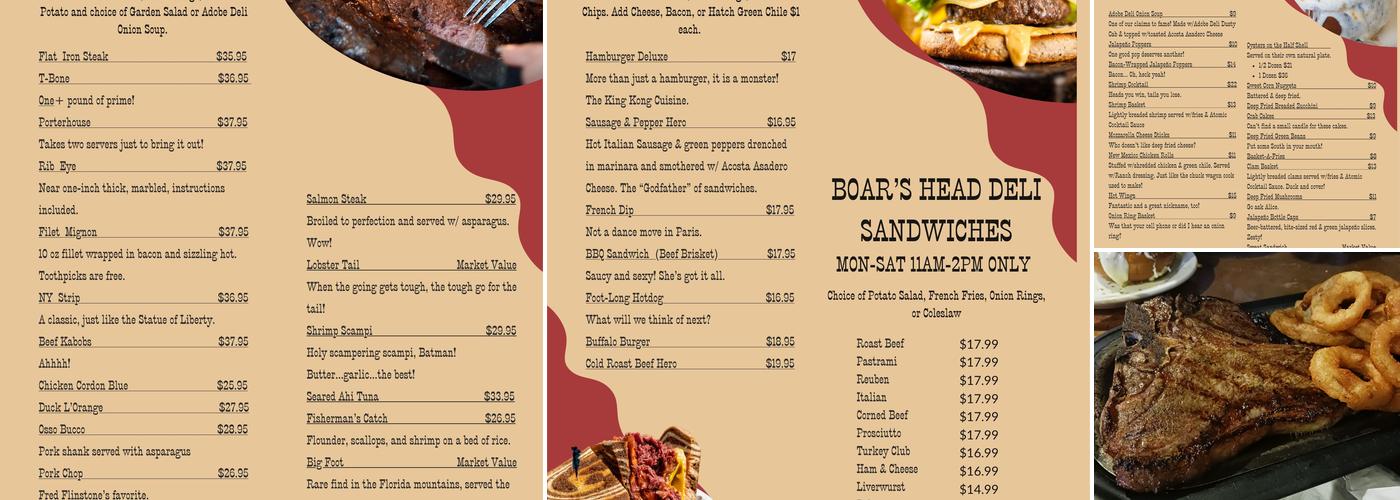 Adobe Deli Menu