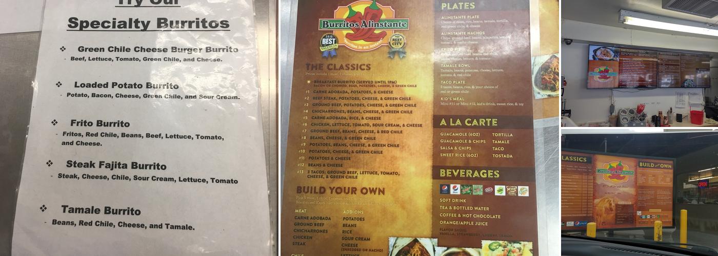 Burritos Alinstante Menu