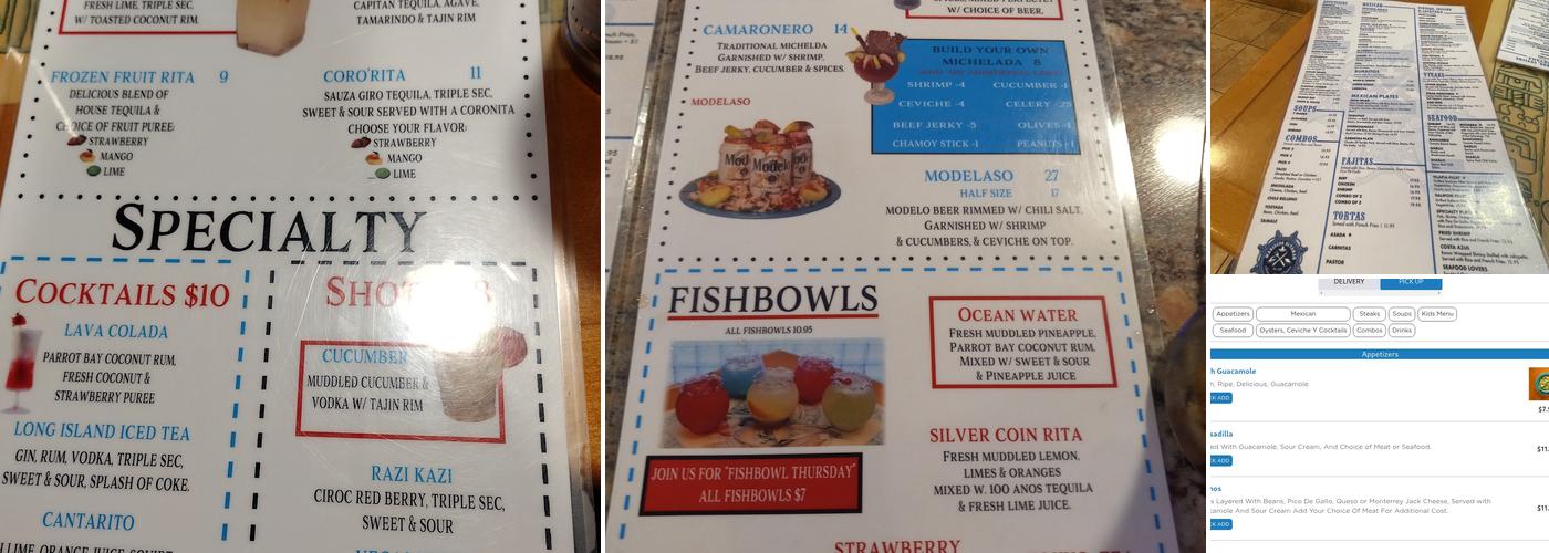 Mariscos Altamar Menu