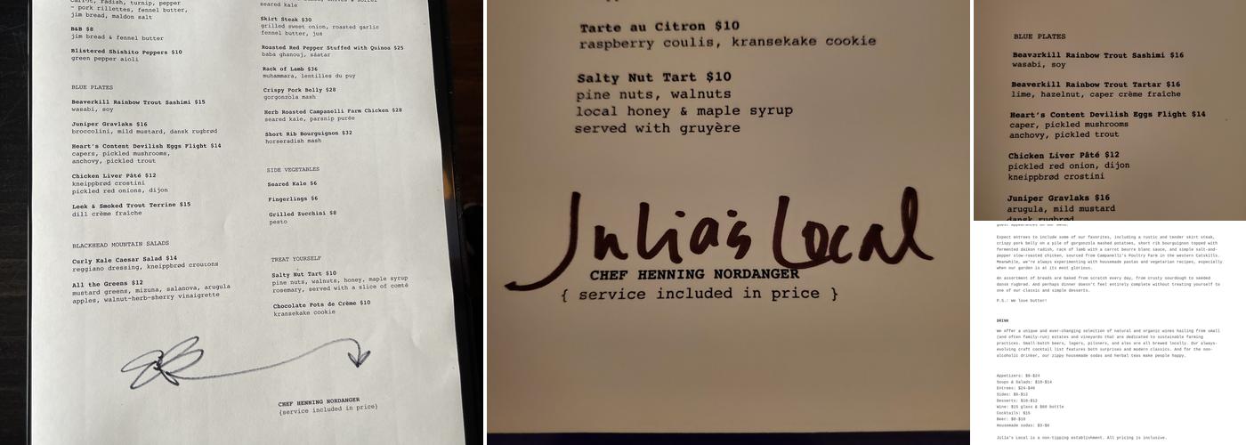 Julia's Local Menu
