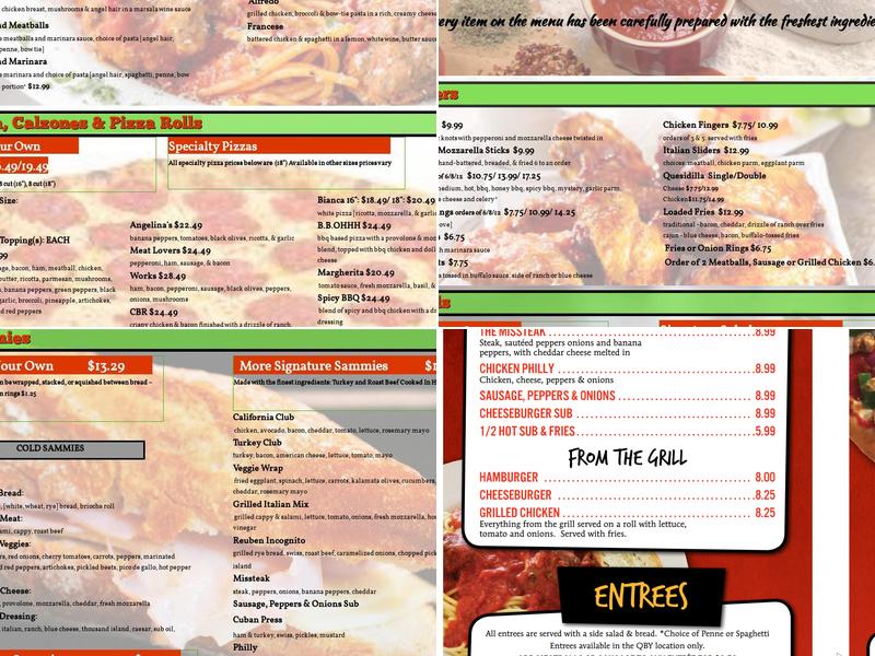 Angelina's Pizzeria Menu