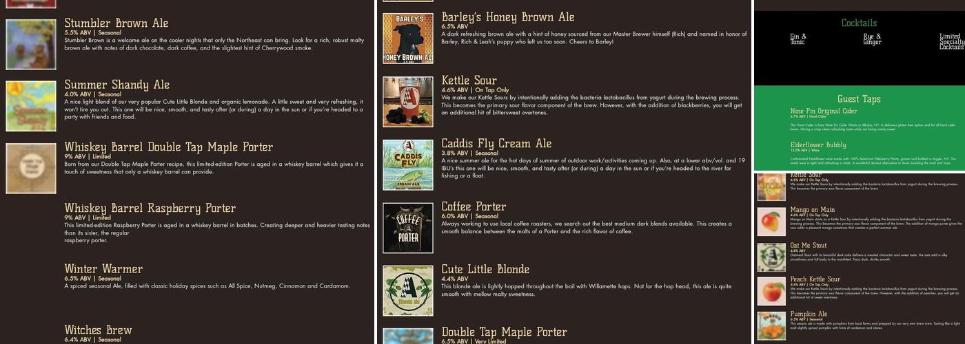 Cambridge Depot Menu