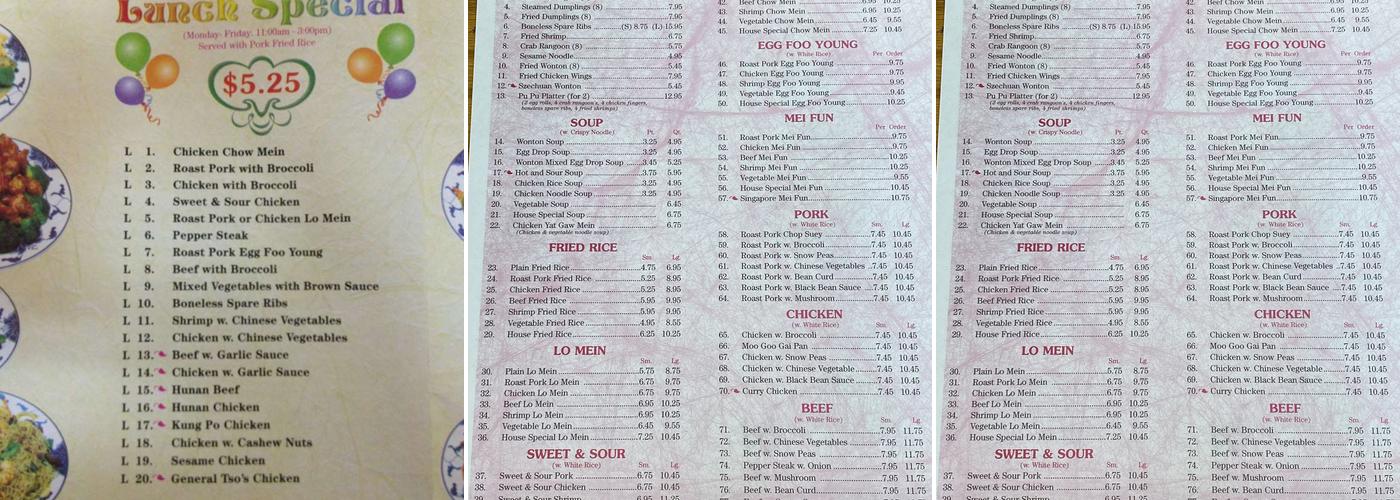 Sunny Wok Menu