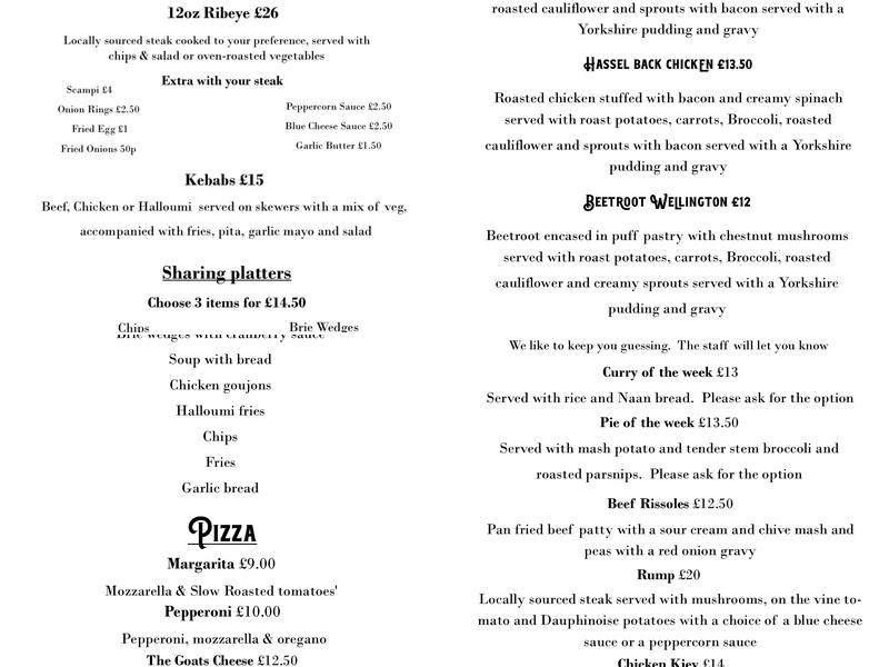 Carpenters Arms Menu