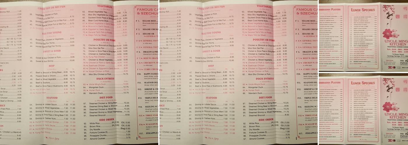 Uncle Ming's Kitchen Menu