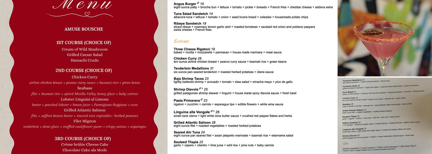 Thyme Restaurant Menu