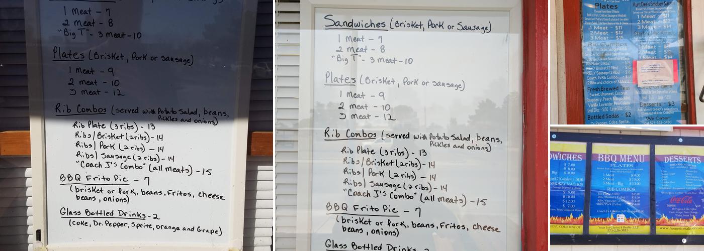 Coach J's B.B.Q. Shack Menu