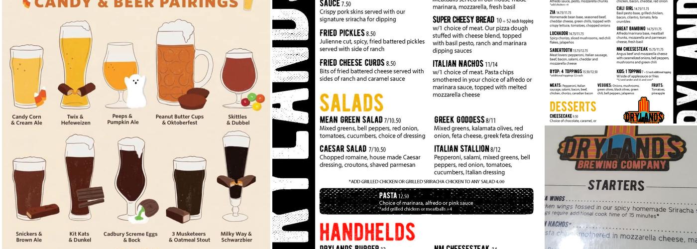 Drylands Brewing Company Menu