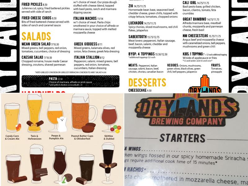 Drylands Brewing Company Menu