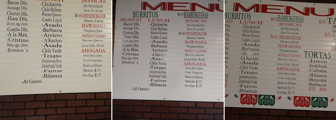 Jesica's Mexico Lindos Menu