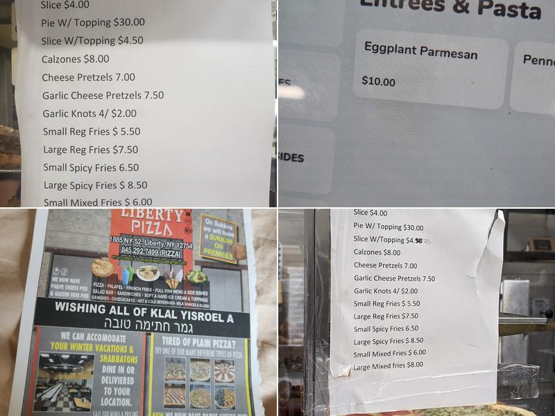 Liberty Kosher Pizza a/k/a Liberty Pizza Menu