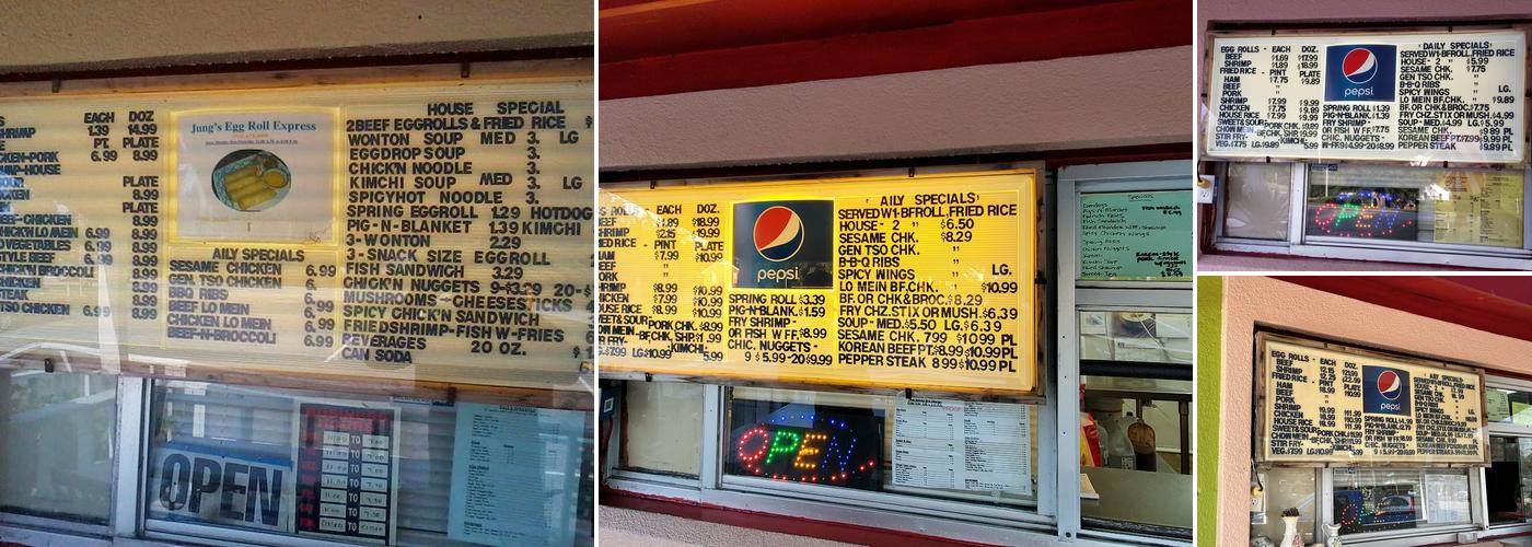 Jung's Egg Roll Express Menu