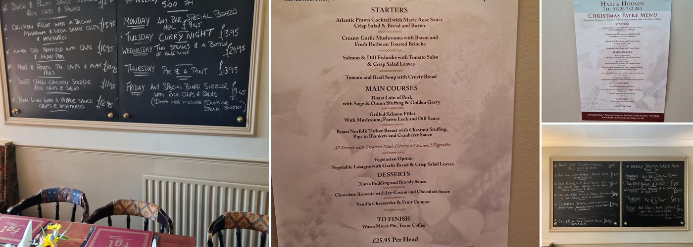 The Hare & Hounds Menu