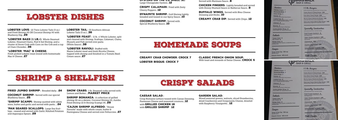 Boardwalk Bar and Grill Menu