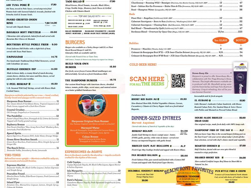 Harpoons on the Bay Menu