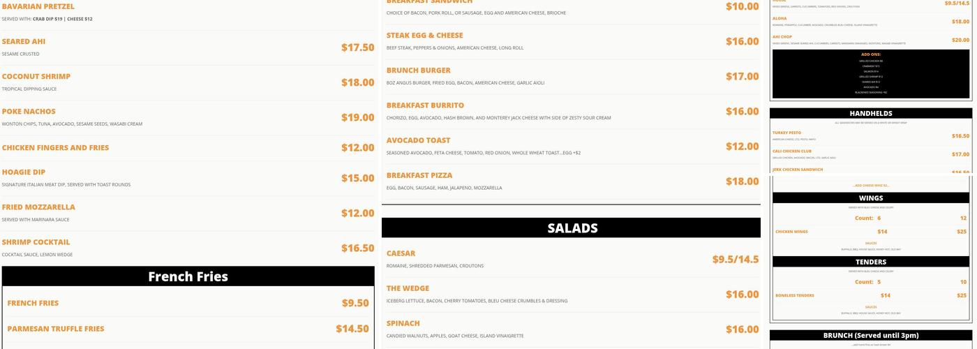 Shorebreak Pizza Grille Menu