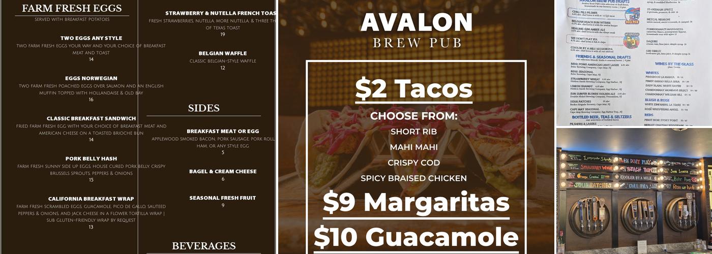 Avalon Brew Pub Menu