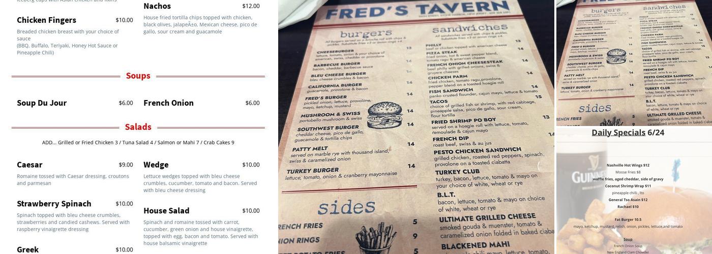 Fred's Tavern & Liquor Store Menu
