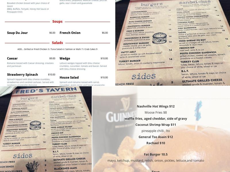 Fred's Tavern & Liquor Store Menu