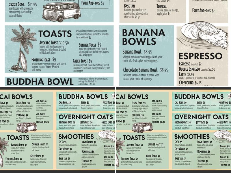 Surf Snack Shack Menu