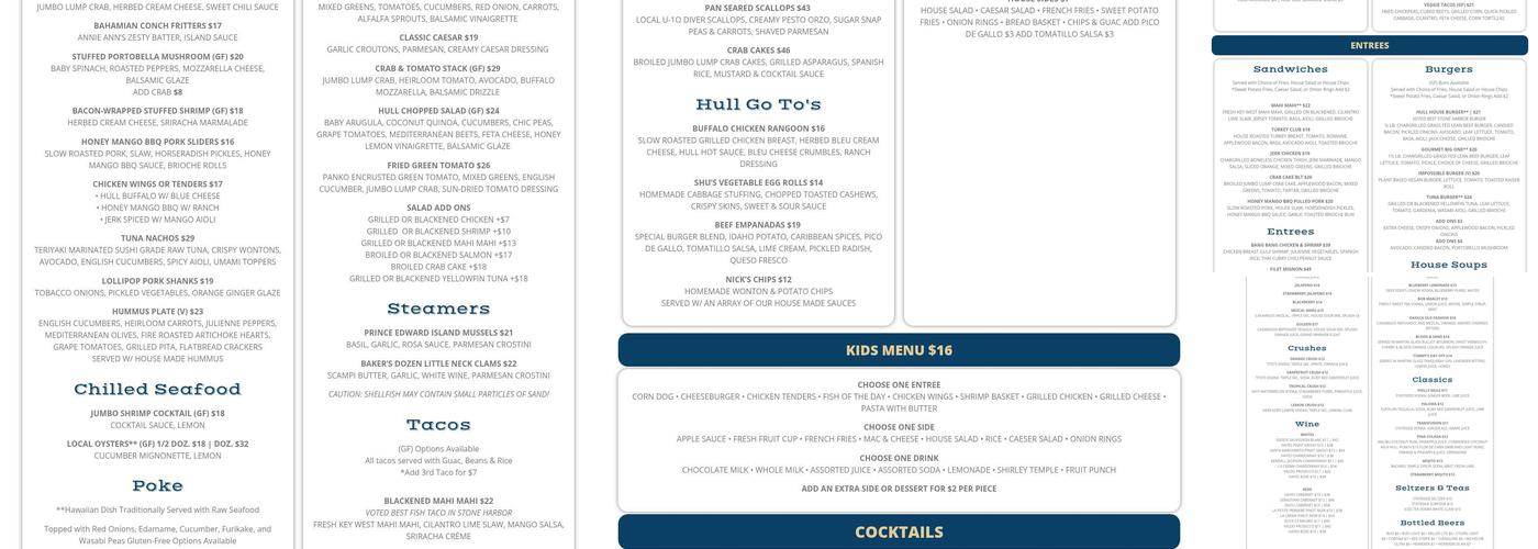 The Watering Hull Menu