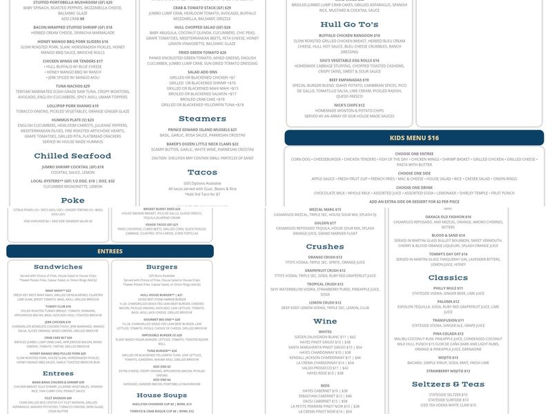 The Watering Hull Menu