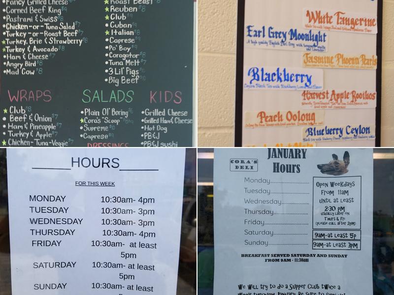 Coras Isle-End Deli Menu