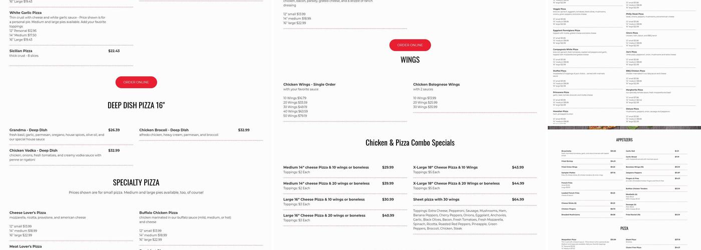 Gino & Joe's Pizza Liverpool Menu