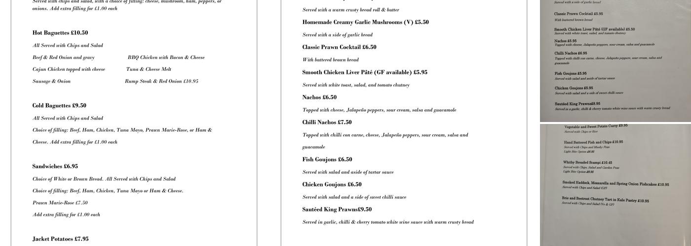 The White Horse Menu