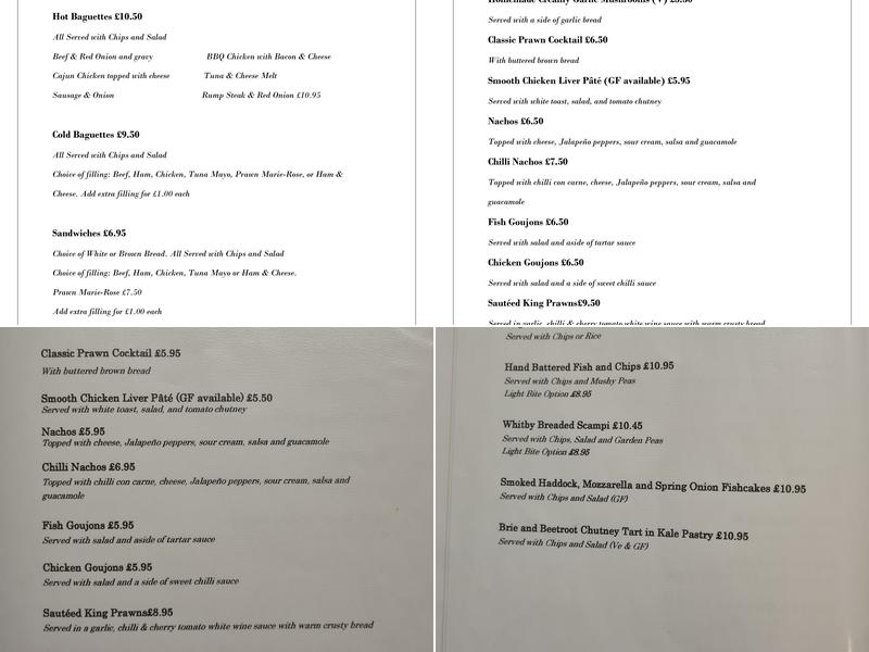 The White Horse Menu