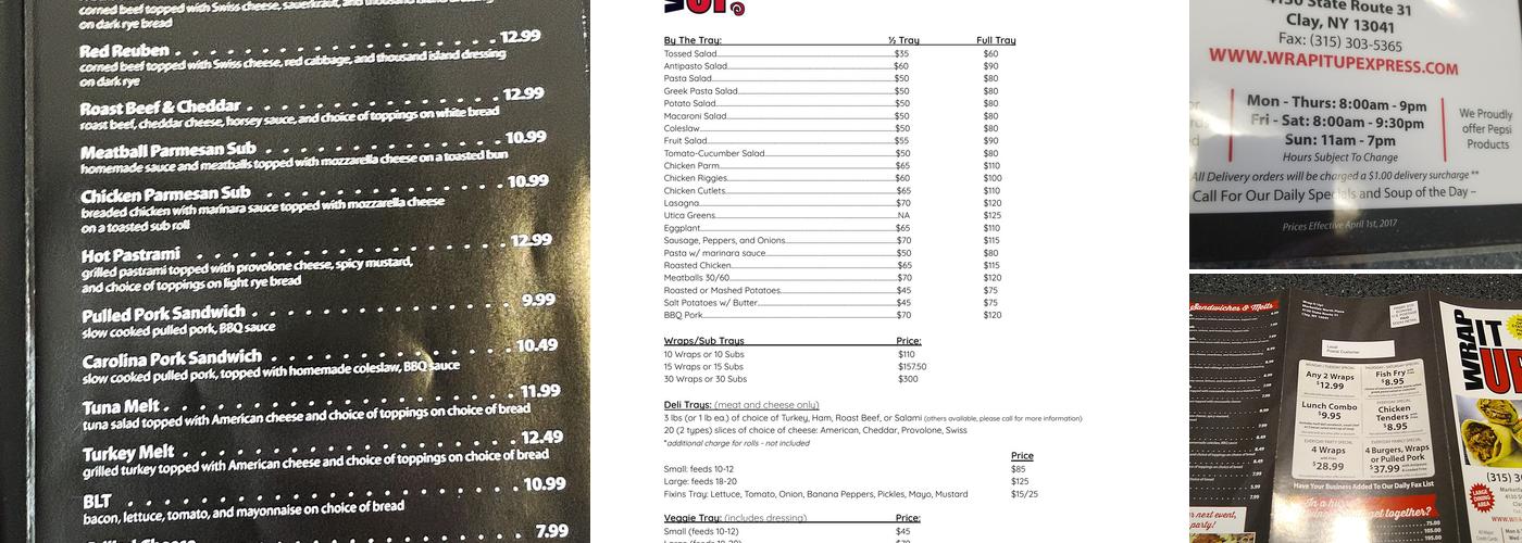 Wrap It Up Express Menu