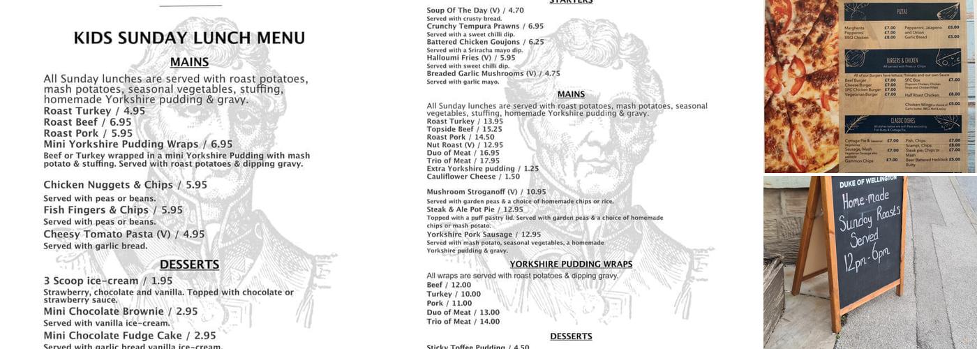 The Duke Of Wellington Menu