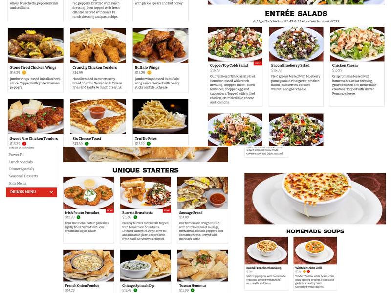 CopperTop Tavern North Syracuse Menu