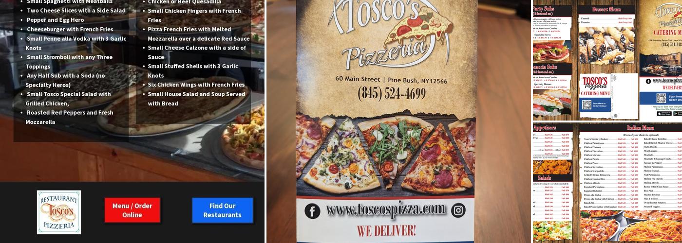 Tosco's Pizzeria Pine Bush Menu