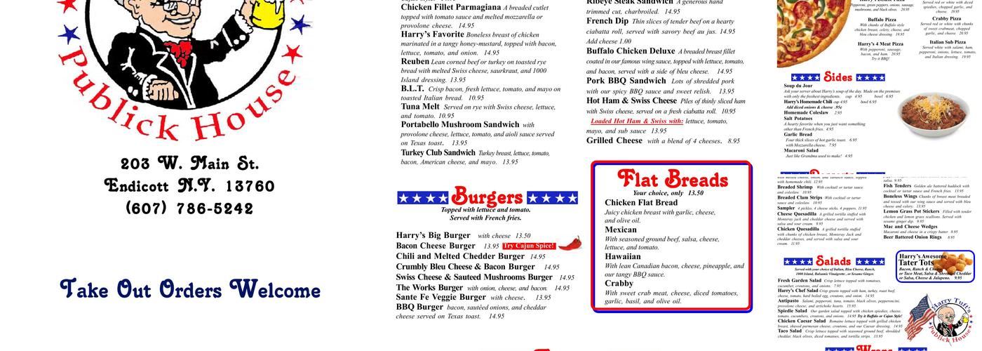 Harry Tuft's Publick House Menu