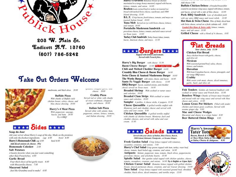 Harry Tuft's Publick House Menu