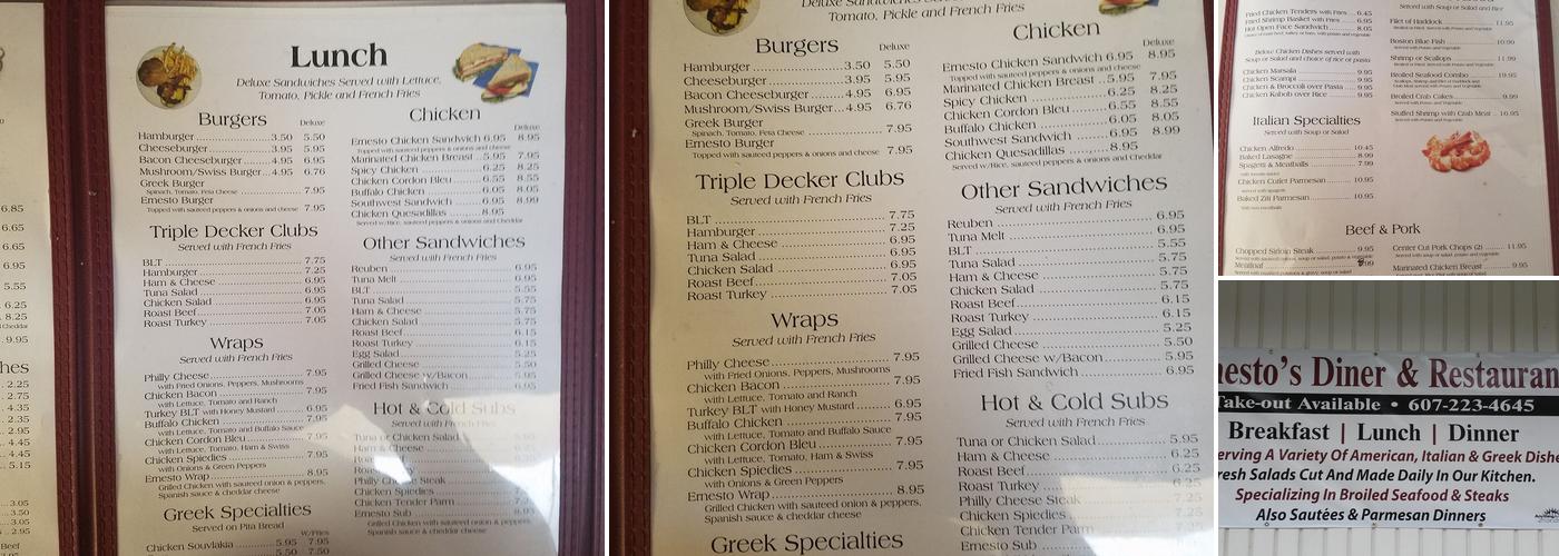 Ernesto’s Authentic Mexican Restaurant Menu