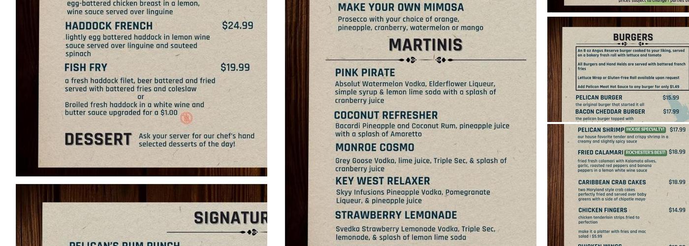 Pelican's Nest Waterfront Restaurant Menu