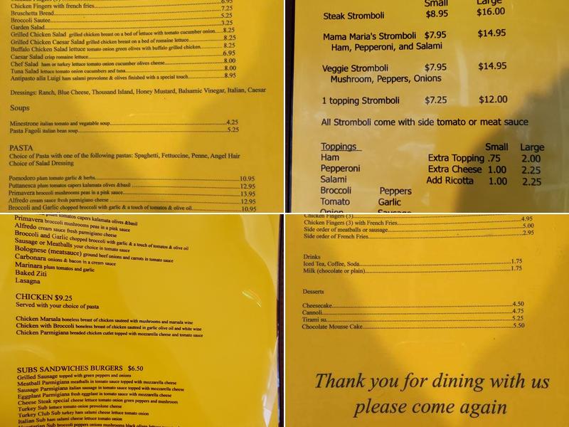 La Vita É Bella Menu